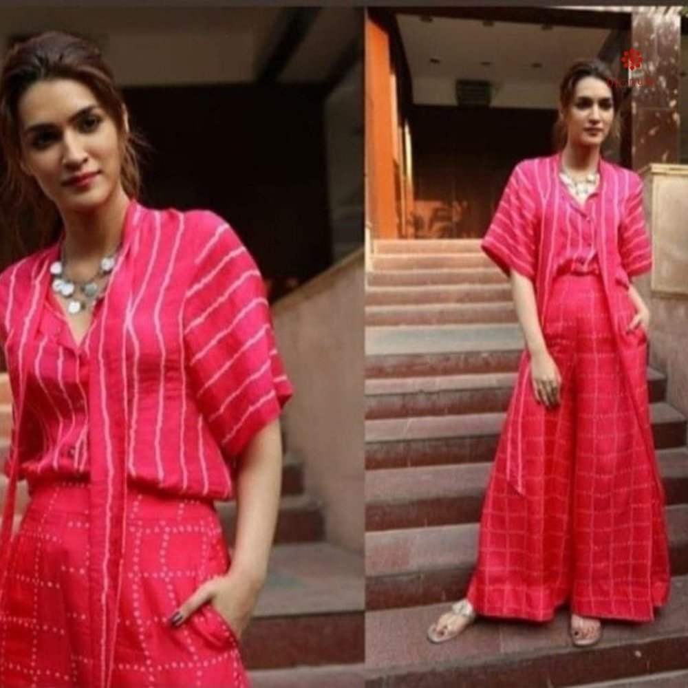 Hot Pink Geometric Print Casual Co-Ord Set - Picture 6 of 6